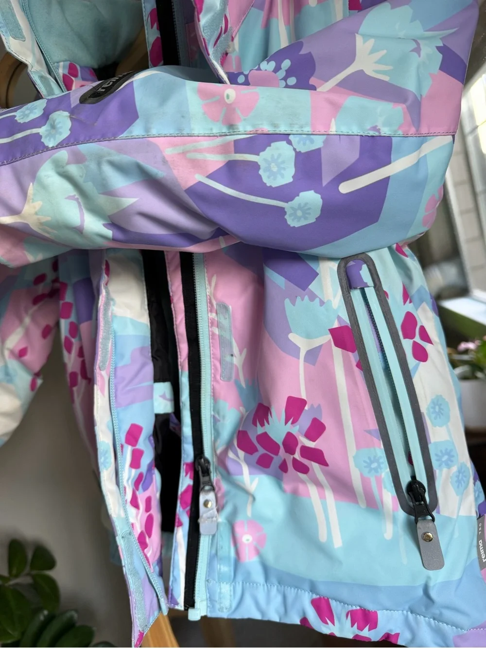 Reima Kiiruna Kids Ski Jacket - Pastel Floral Print (Blue/Pink)